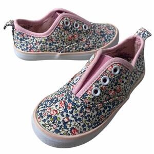 Koalakids Girl's Slip On Tennis Shoe 8 Pink Floral No Lace Canvas Sneakers